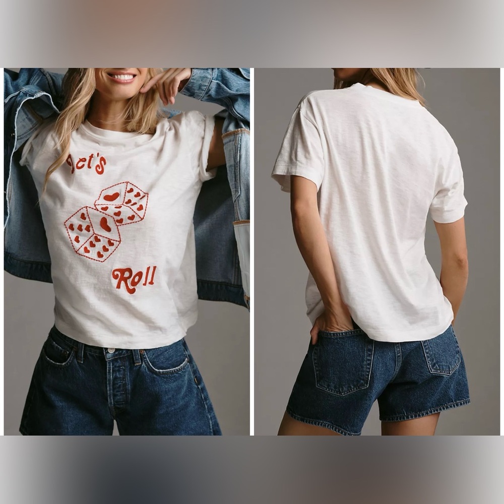 Free People White Graphic Tee